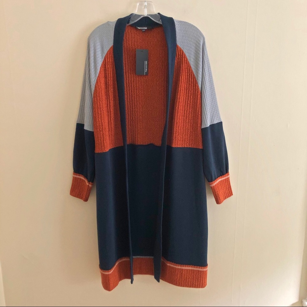 FREE AS A BIRD navy color block duster cardigan - Picture 4 of 12